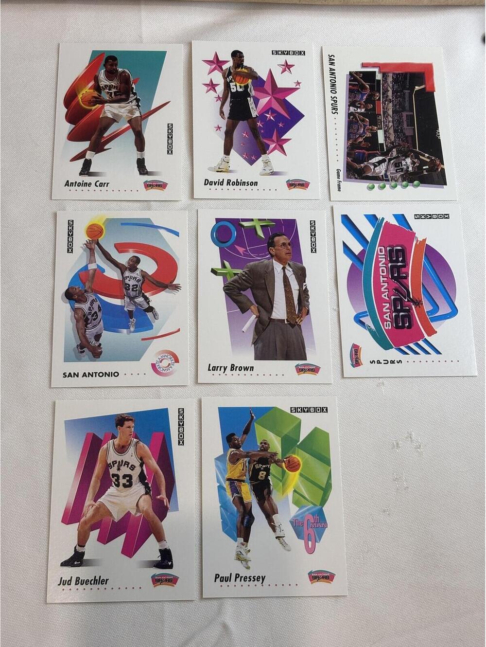 1992 NBA Hoops Basketball Trading Cards Full Set of 8 Spurs Players